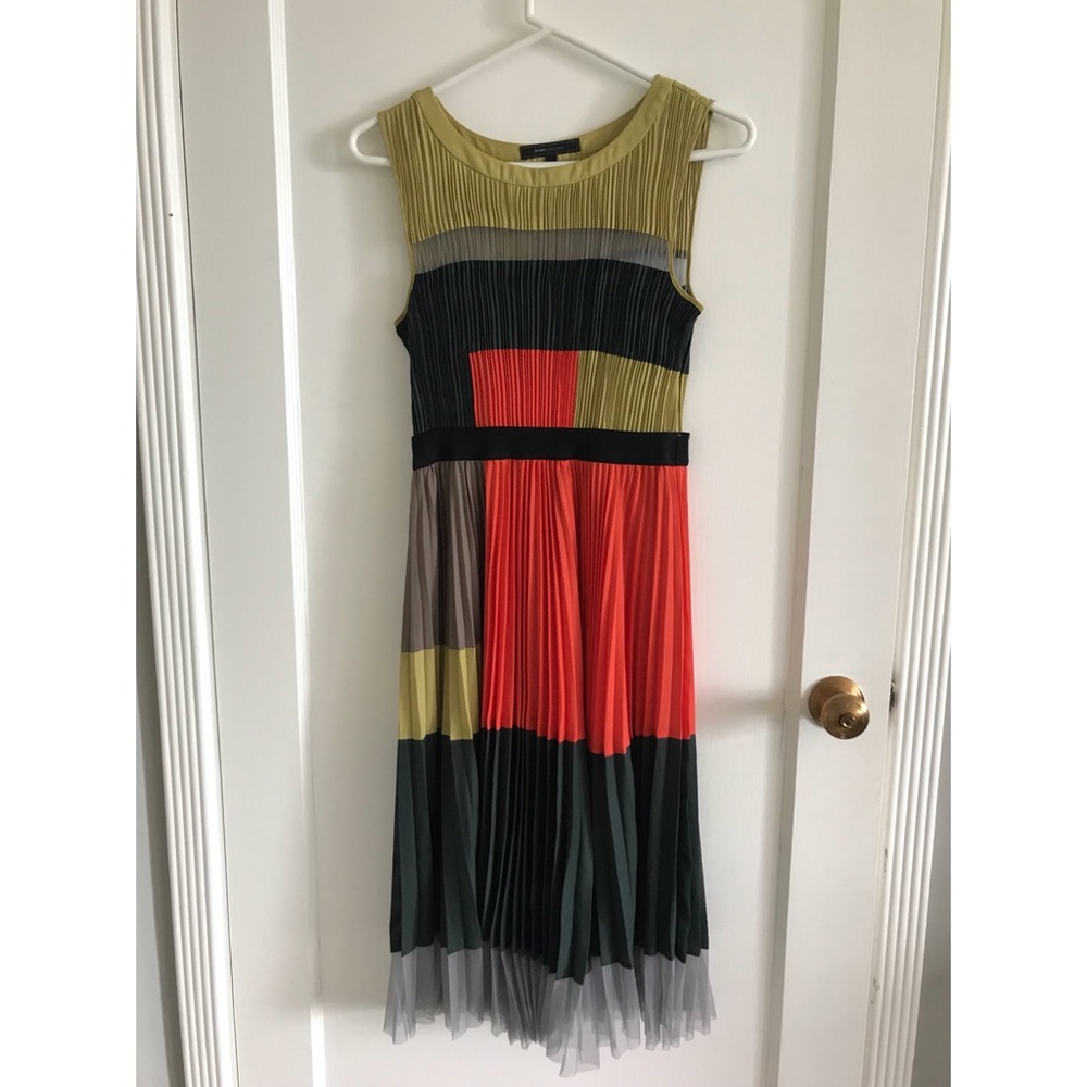 BCBG Lucea Color Block Pleated Dress